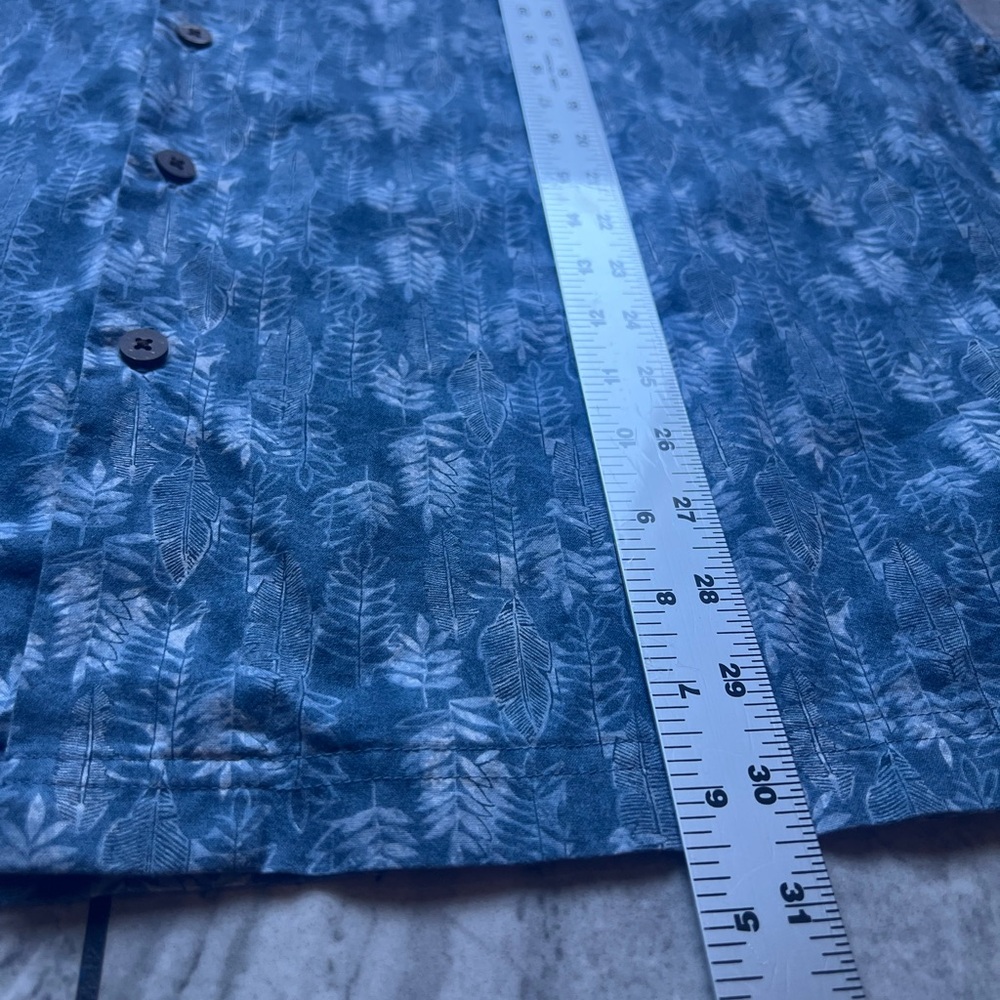 L.L. Bean Mens Blue Palm Leaf Print Traditional Fit Button Up Short Sleeve Shirt - Picture 4 of 8